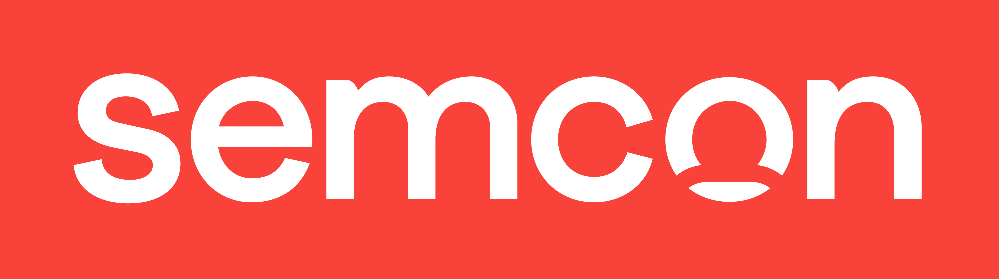 logo, rød bakgrunn, hvit tekst for semcon