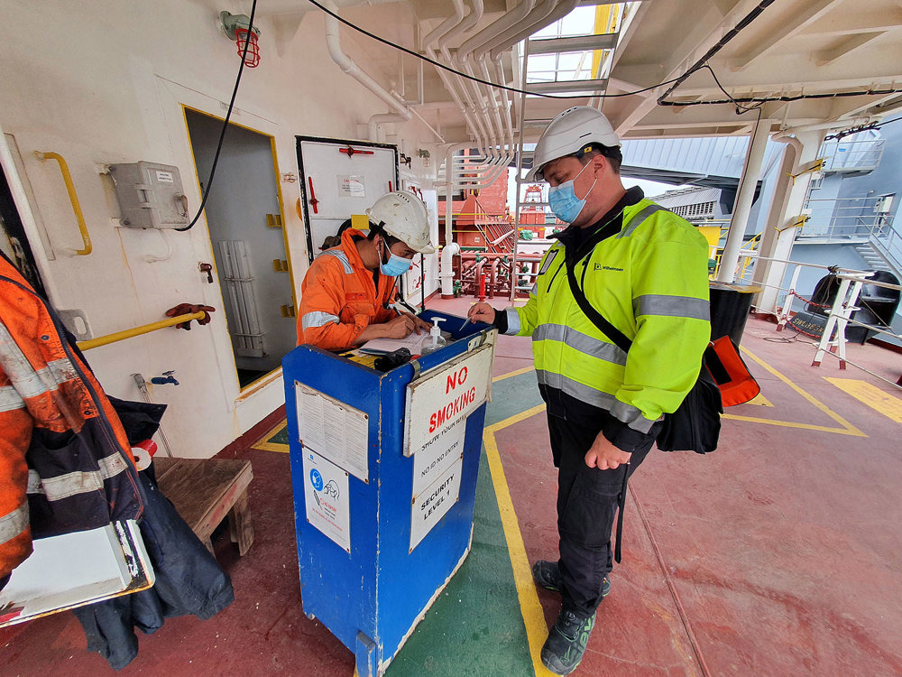 visitor register at ships entrance